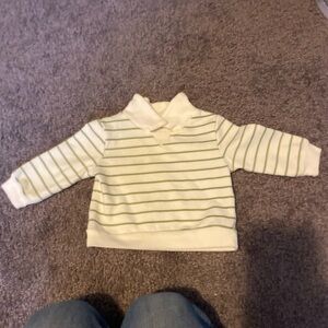 Chick Pea Green and Cream Striped Sweater